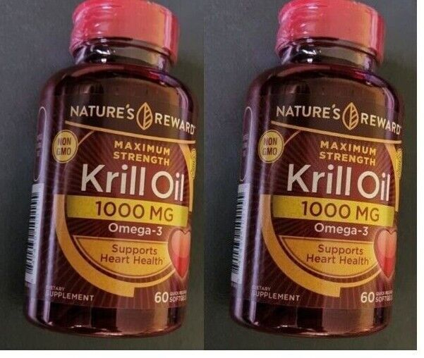Krill Oil 1000mg 2X60 Softgels | Omega 3, EPA, DHA, Astaxanthin
