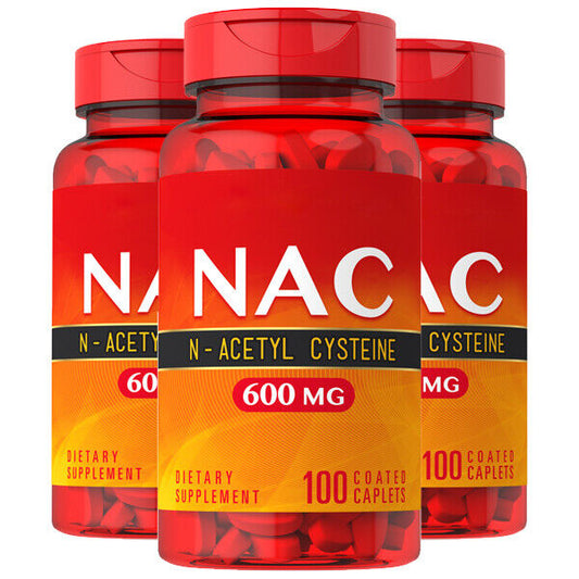 N-Acetyl Cysteine (NAC) 600mg 3X100 Caps Converted to Glutathione NON GMO