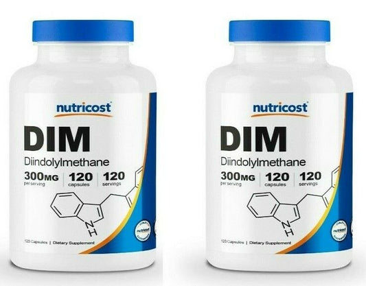 DIM 300mg Diindolylmethane 2X120 Caps with BioPerine Nutricost Broccoli NonGMO
