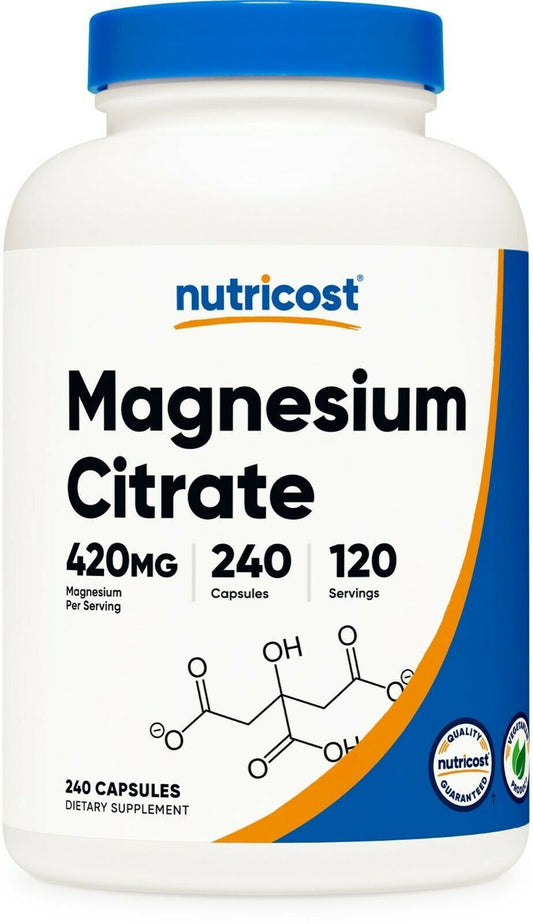 Magnesium Citrate 420mg 240 Caps Vegetarian/Gluten Free/Non-GMO Nutricost