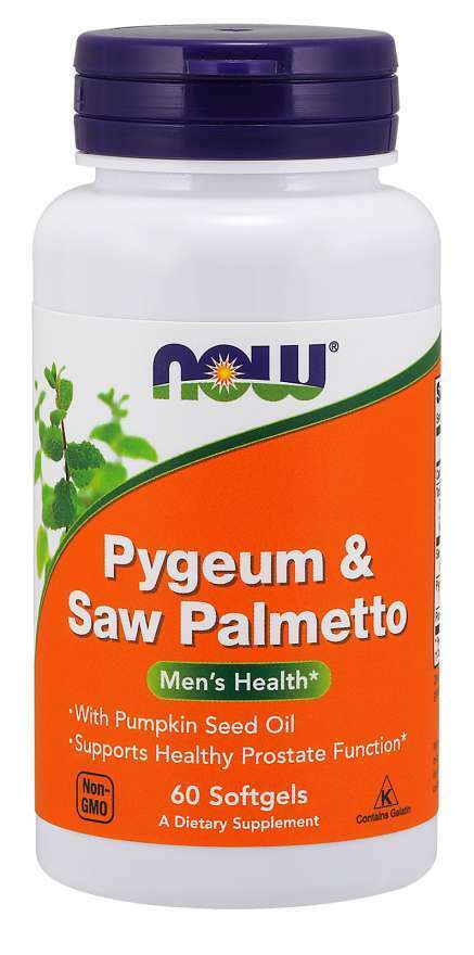 NOW Foods Pygeum & Saw Palmetto 60gels Pumpkin Seed Oil 1500mg Kosher Non GMO