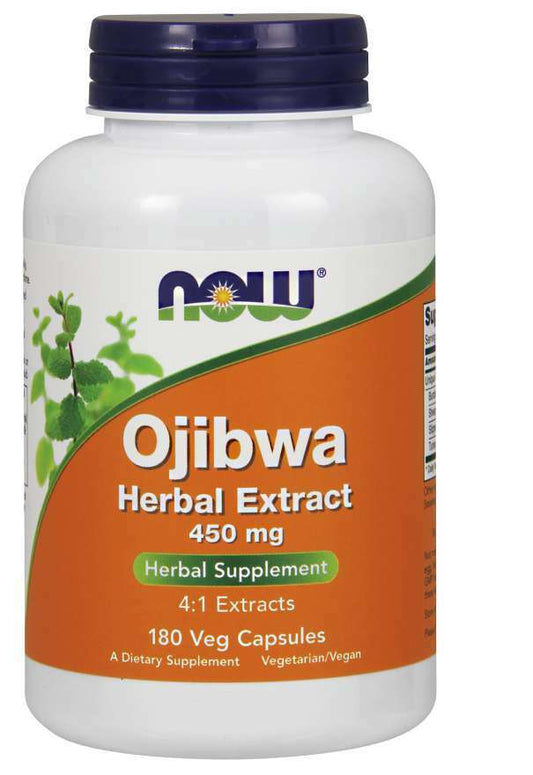 NOW Foods Ojibwa Herbal Extract 450mg, 180 Caps Burdock/Slppery Elm/Rhubarb
