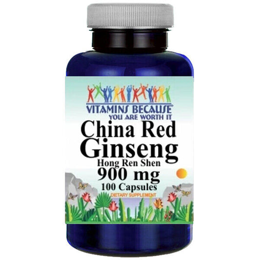 China Red Panax Ginseng Root 900mg 100 Caps