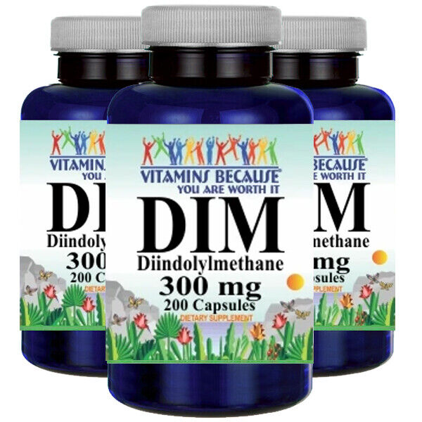 DIM (Diindolylmethane) 300mg 3X200 Caps USA Made FDA Facility ...
