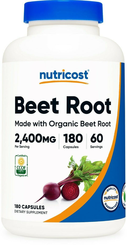 Organic Beet Root 2400mg, 60 Servings 180 Caps Nutricost Non GMO/Gluten Free