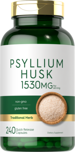 Psyllium Husk 1530mg 240 Caps Fiber Non GMO/gluten Free/No Preservatives