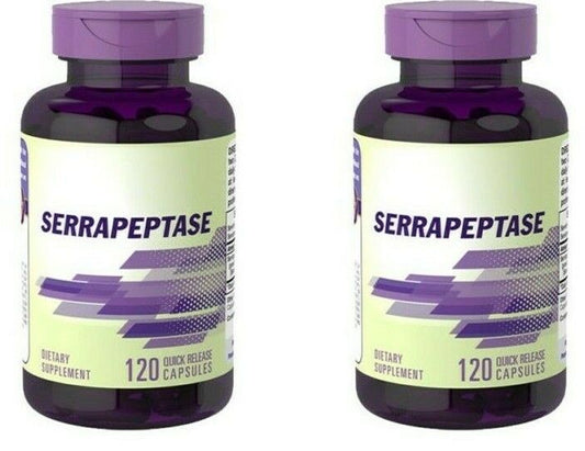 High Potency Serrapeptase 120,000 SPU/ 54 grams 2X120 Quick Release Caps