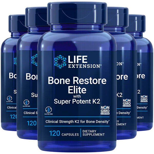 Life Extension Bone Restore Elite with Super Potent K2 – 5x120 Caps | MK-4 45,000mcg