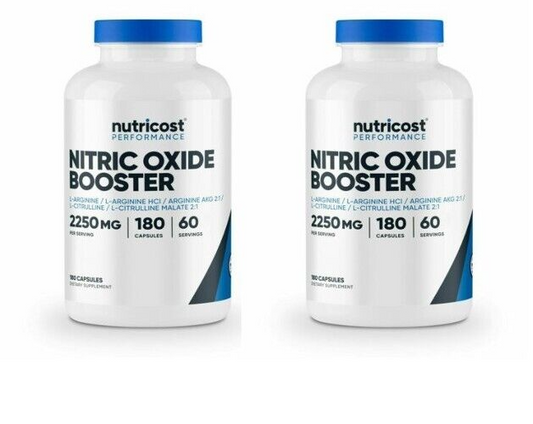 Nitric Oxide Booster 750mg 2X180Cap L-Argining/AKG/L-Citrulline/Malate Nutricost