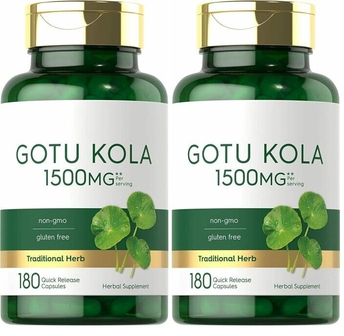 Gotu Kola Capsules 1500mg 2X 180 Caps Non-GMO, Gluten Free