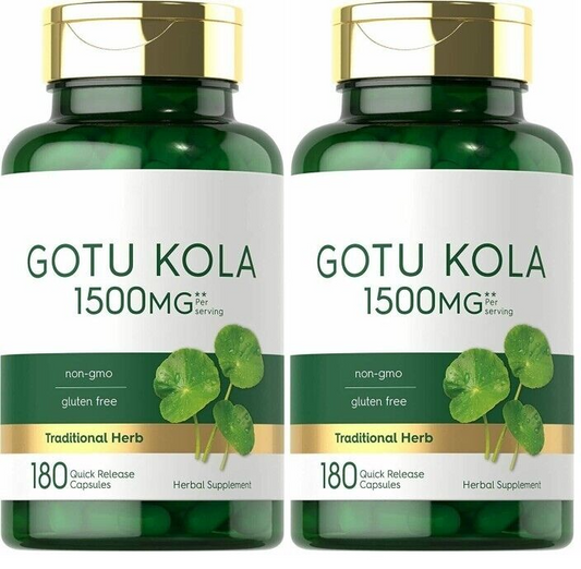 Gotu Kola Capsules 1500mg 2X 180 Caps Non-GMO, Gluten Free