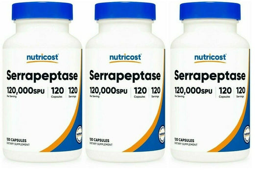 Serrapeptase 120,000 SPU, 3X120 Caps Nutricost
