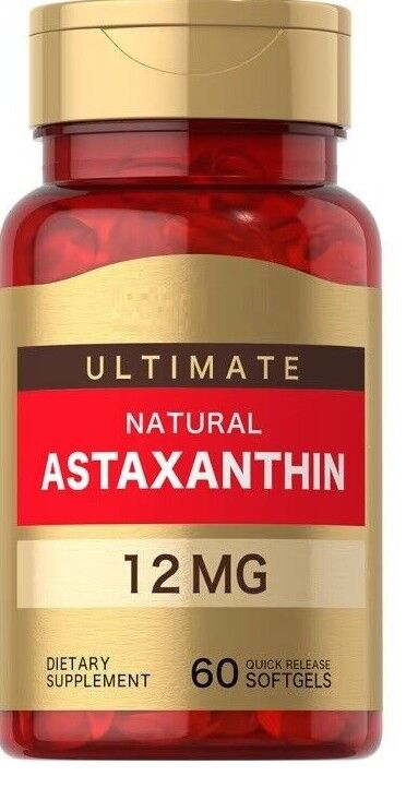 Astaxanthin 12mg, 60 Softgel Gluten Free and Non-GMO/No Preservatives