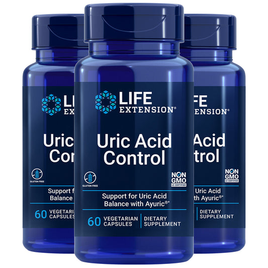 Life Extension Uric Acid Control 3X60Caps Ayuric 500mg Terminalia bellerica Gout