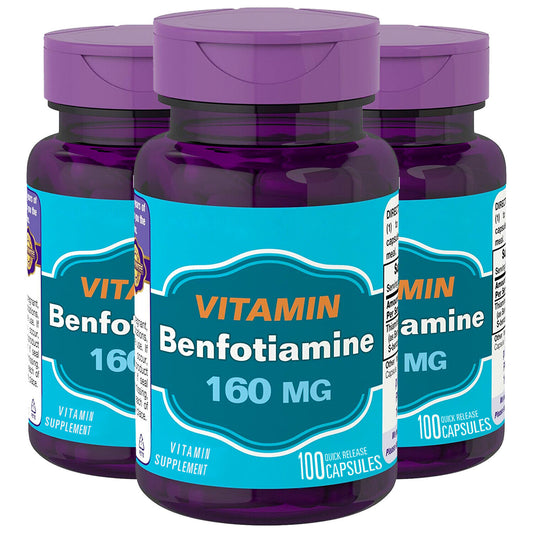 Benfotiamine 160mg with Vitamin B-1/Thiamin High Potency 3X100 Caps Non-GMO