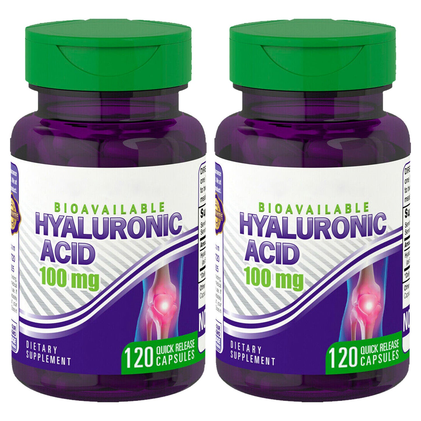 Piping Rock Hyaluronic Acid 100mg 2X120 Capsules Joint Formula Non-GMO Bioavail