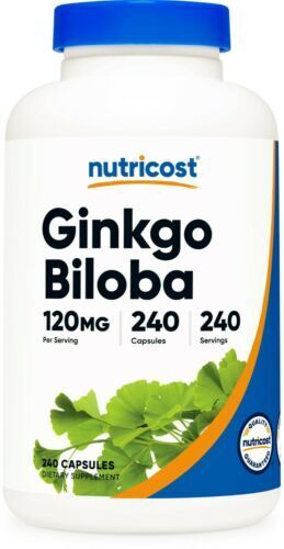 Ginkgo Biloba Extract 120mg, 240 Caps Gluten Free & Non-GMO Nutricost