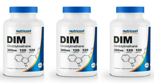 DIM 300mg Diindolylmethane 3X120 Caps with BioPerine Nutricost Broccoli NonGMO