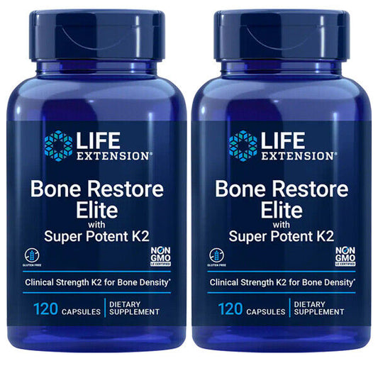 Life Extension Bone Restore Elite with Super Potent K2 – 2x120 Caps | MK-4 45,000mcg