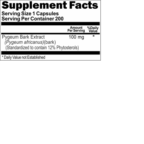 Pygeum 100mg Ultra Standardized Extract (12% phytosterols) 200 caps ...