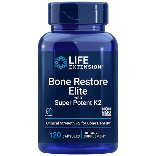 Life Extension Bone Restore Elite with Super Potent K2 D3 120caps MK-4 45,000mcg