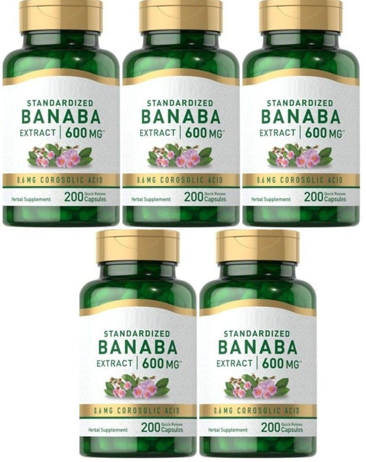 Banaba 600mg Leaf Extract 5X200 Caps Stand Corosolic Acid 0.6mg Lagerstroemia