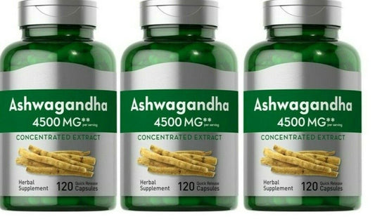 Ashwagandha 4500mg 3X120 Caps and Bioperine Ayurvedic Herb
