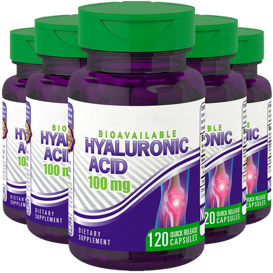 Piping Rock Hyaluronic Acid 100mg 5X120 Capsules Joint Formula Non-GMO Bioavail