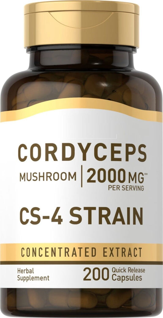 Cordyceps Sinensis Capsules 2000mg  200 Caps Mushroom CS-4 Strain Non GMO
