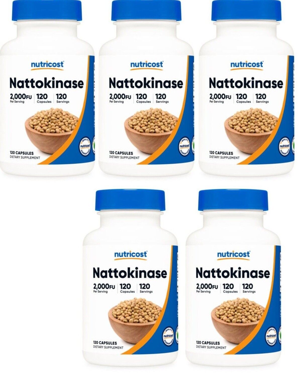 Nattokinase 2,000FU 5X120 Caps Gluten Free/Non-GMO/Vegetarian Nutricost