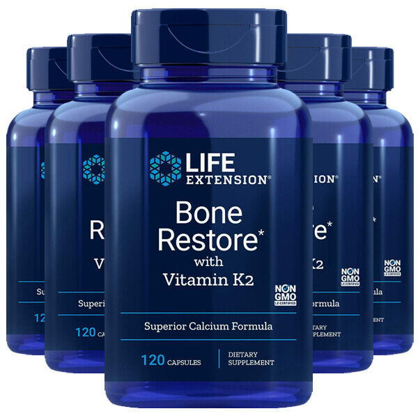 Life Extension Bone Restore with Vitamin K2 (MK-7) 200mcg – 5x120 Caps | Best Value
