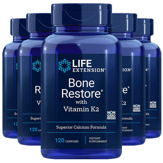 Life Extension Bone Restore with Vitamin K2 (MK-7) 200mcg – 5x120 Caps | Best Value