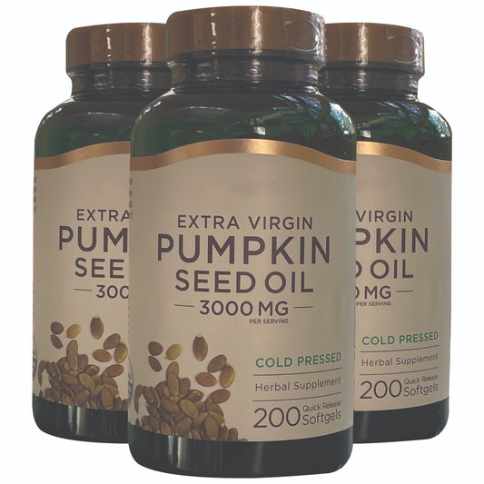 Pumpkin Seed Oil 3000mg Cold Pressed Extra Virgin Omega-6-9 Fatty Acid 3X200Gels