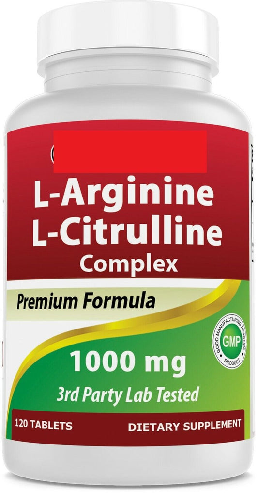 L-Arginine 750mg L-Citrulline 250mg Complex 1000mg 120 Tabs 1000mg per Tablet