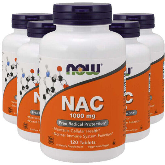 NOW Foods NAC 1000mg 5X120 Tabs Kosher Non-GMO N-Acetyl Cysteine