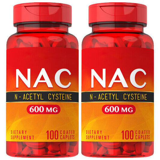 N-Acetyl Cysteine (NAC) 600mg 2X100 Caps Converted to Glutathione NON GMO