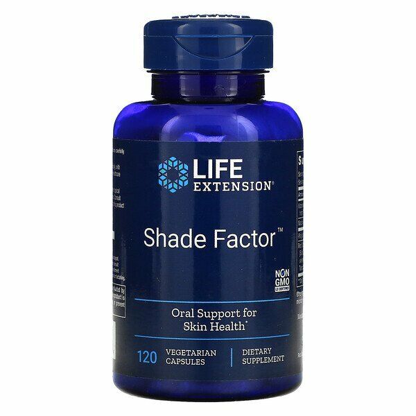 Life Extension Shade Factor 120 Caps | Polypodium Leucotomos 240mg + Niacinamide + Red Orange Complex | Skin UV Support
