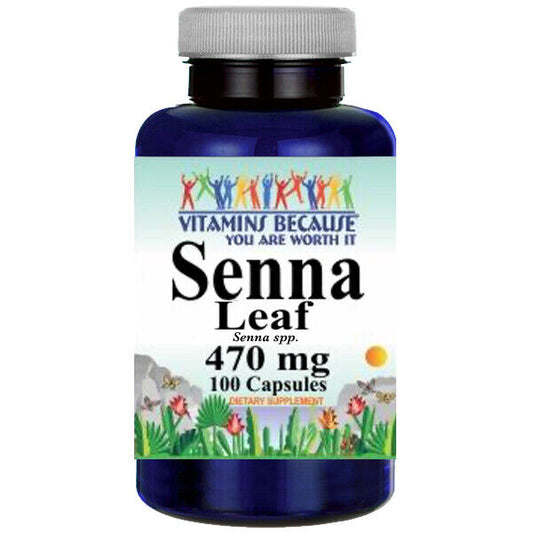 Senna Leaf 470mg 940mg per 2 caps/ 1,880mg per 4 caps - 100  Caps