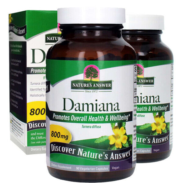 Damiana Leaf 800mg 2X90 Vegetarian Capsules Nature's Answer Turnera diffusa