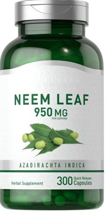 Neem Leaf Capsules 950mg  300 Caps Non-GMO/Gluten Free/No Preservatives Piping