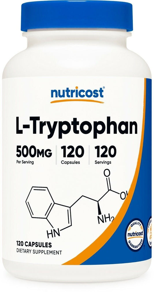 L-Tryptophan 500mg 120 Capsules Gluten Free/Non-GMO Nutricost