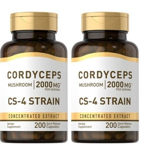 Cordyceps Sinensis Capsules 2000mg  2X200 Caps Mushroom CS-4 Strain Non GMO