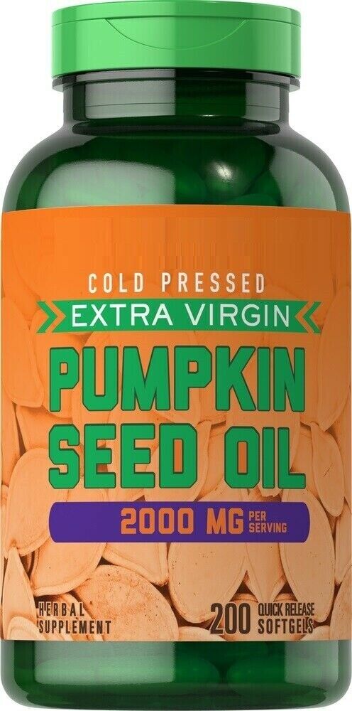 Pumpkin Seed Oil 3000mg Cold Pressed Extra Virgin Omega-6-9 Fatty Acids 200 Gels
