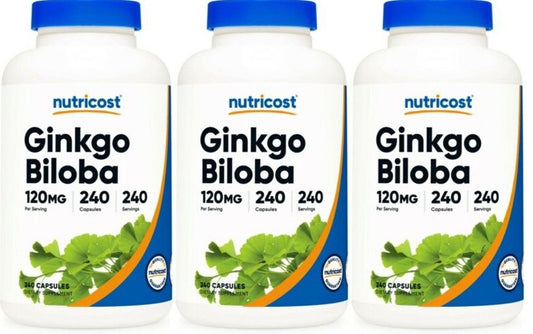 Ginkgo Biloba Extract 120mg, 3X240 Caps Gluten Free & Non-GMO Nutricost