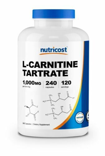 Nutricost L-Carnitine 1000mg Tartrate 240 Capsules - 1000mg Per Serving