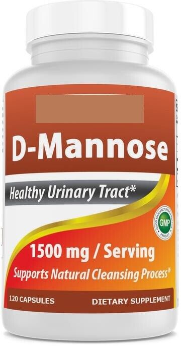 D-Mannose 1500mg 120Caps No Artiﬁcial Color/Flavor/Sweetener/Preservatives USA