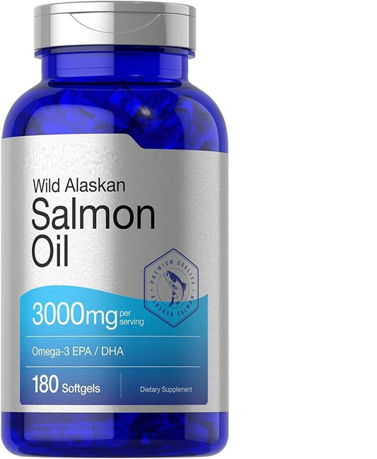 Omega-3 Wild Alaskan Salmon Fish Oil 3000mg 180gels- NO MERCURY - USA NON GMO