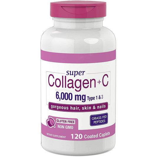 Collagen Peptides 6000mg 120 Caplets Type 1 & 3, Vitamin C/Amino Acid/Arginine