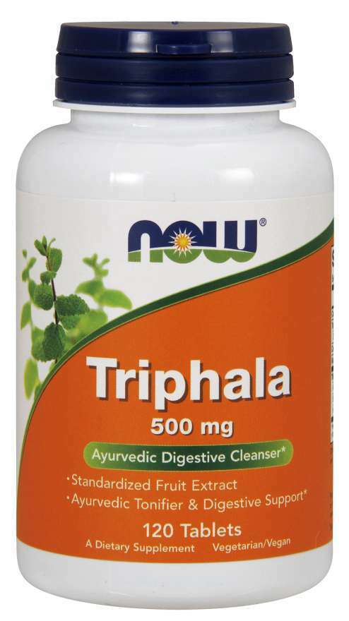 NOW Foods Triphala 500mg, 120 Tabs Kosher/Non/GMO Harada/Amla/Behada Ayurvedic