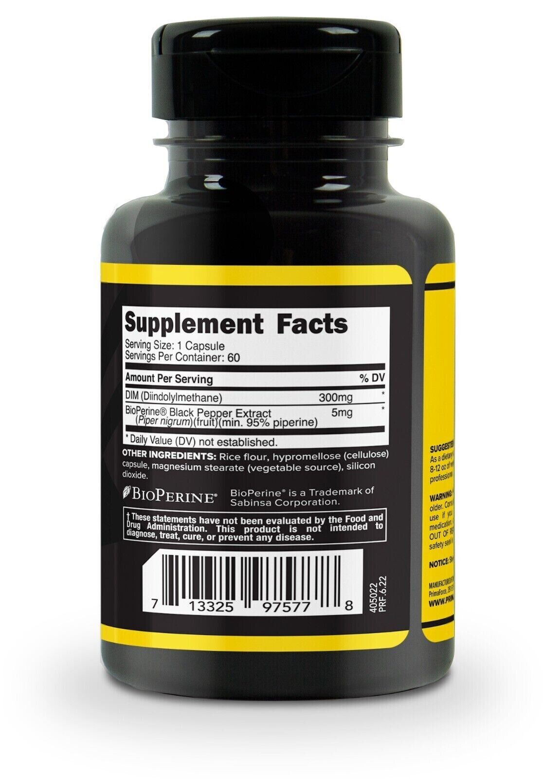 DIM 300mg 60 Caps PrimaForce  (Diindolylmethane) FDA Facility/GMP